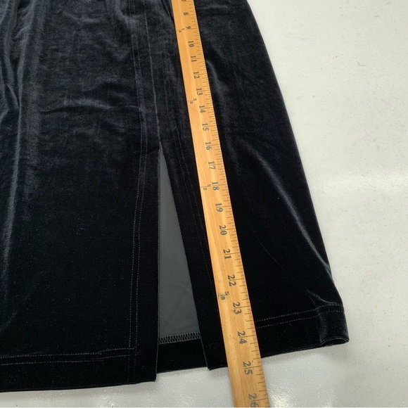Vtg Rialto Black Velvet Skirt Small Elastic Waist Front Slit Holiday Goth USA - Picture 9 of 9